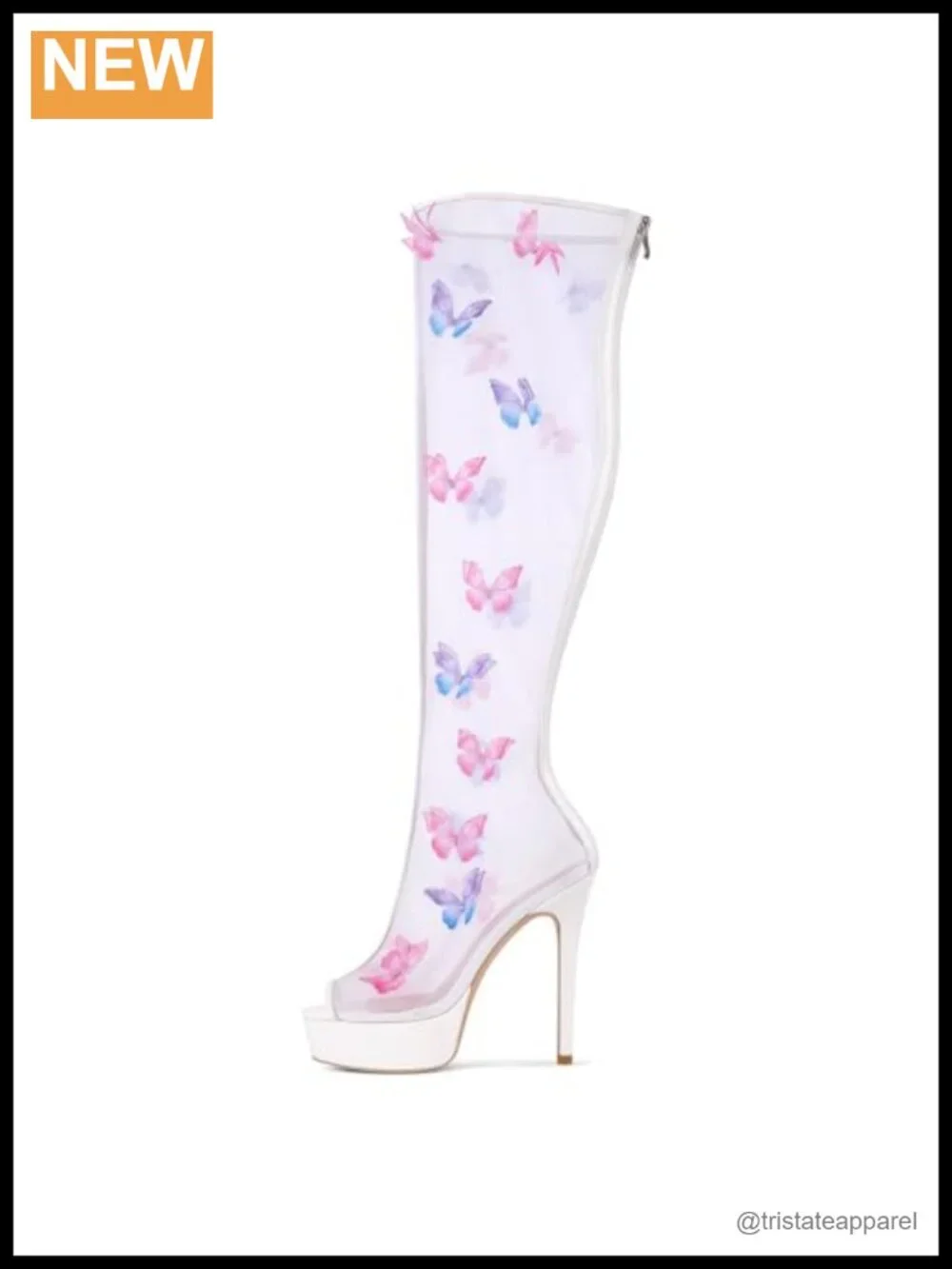 Clear PVC Peep Toe Platform Stiletto Sandals Heels with Back Zipper